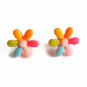 Rainbow Daisy Earrings, Colorful Flower Earrings Studs